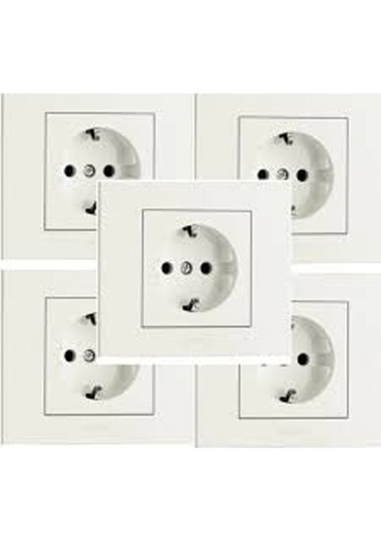Tenda Grano Beyaz 5'li Topraklı Priz + Çerçeve Dahildir