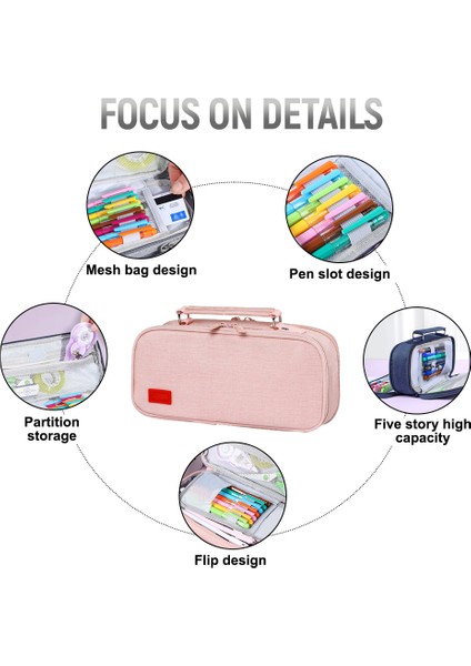 Büyük Kalem Kutusu - Çok Katmanlı, Çift Fermuarlı Kalem Kutusu (Yurt Dışından) fırsatları