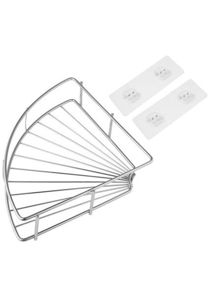 Paslanmaz Çelik Köşe Raf Banyo Yapıştırıcı Duş Raf Duvara Monte Depolama Organizatör Mutfak Tuvalet Yok Sondaj | Banyo Rafları (Yurt Dışından)