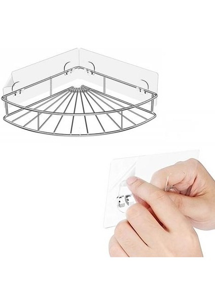 Paslanmaz Çelik Köşe Raf Banyo Yapıştırıcı Duş Raf Duvara Monte Depolama Organizatör Mutfak Tuvalet Yok Sondaj | Banyo Rafları (Yurt Dışından) fiyatları