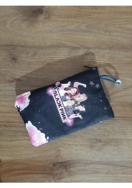 Kpop-Blackpink 1 No Siyah Pembe Desenli Tasarım Kalemlik-Cüzdan