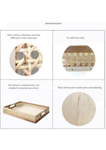 Rattan Sepet Dikdörtgen Kolu Depolama Tepsileri Ev Masa Dekorasyon Kahve / Çay / Suyu / Sunduğu Için Dekorasyon Mutfak Aksesuarı Büyük | Çanta ve Amp;sepet (Yurt Dışından) fırsatları