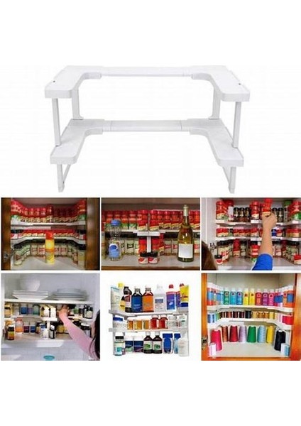 Deluxe Istiflenebilir Baharatlı Depolama Raf Ayarlanabilir Genişletilebilir Baharat Spice Raf Kiler Kabine Organizatör Mutfak Rafları Beyaz | Raflar ve Amp;tutucular (Yurt Dışından)