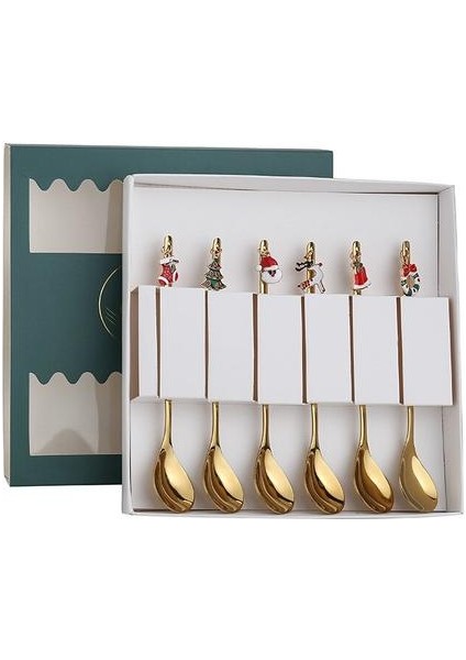 Küçük Paslanmaz Çelik Noel Sofra Kahve Kaşık Dondurma Tatlı Kaşık Kardan Adam Ağacı Çocuk Içme Çay Kepçe | Kaşık | Kaşık (Yurt Dışından)