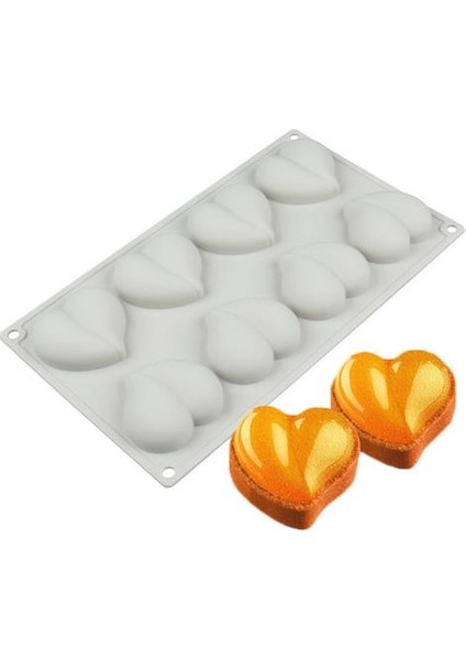 8 Kavite Kalp Silikon Kalıp Kek Dekorasyon Araçları Pişirme Cupcake Truffe Kalıplar Bakeware Formları | Tatlı Dekoratörleri (Beyaz) (Yurt Dışından)