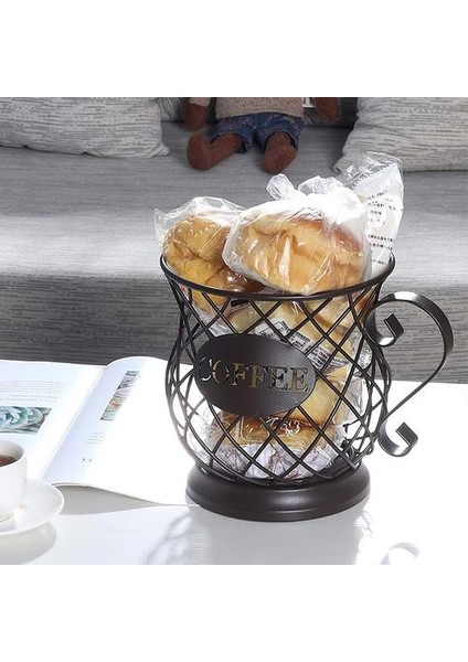 Evrensel Kahve Kapsül Depolama Sepeti Kahve Fincanı Sepeti Vintage Kahve Pod Organizatör Tutucu Siyah Kafe Otel | (Yurt Dışından)