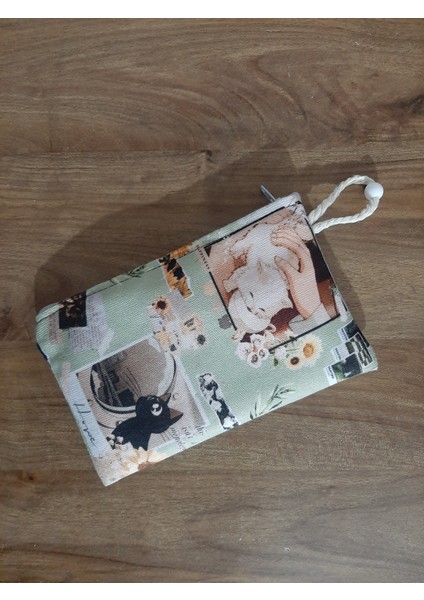 Cats And Hope Desenli Tasarım Bez Kalemlik-Cüzdan