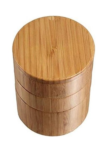 Bambu Üçlü Tuz Kutusu, Ahşap Kutu, 3 Tier Yuvarlak Bambu Kutusu Manyetik Döner Kapaklı Baharat Saklama Kutusu ile Tuz Veya Baharat | Tuz Domuzları, Kelepçeler ve Amp;sunucular (Yurt Dışından)