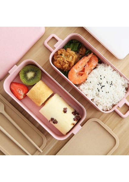 800ML Sağlıklı Malzeme Öğle Yemeği Kutusu 2 Katmanlı Buğday Saman Bento Kutuları Mikrodalga Yemek Yemek Yiyecek Saklama Konteyner Öğle Yemeği Kutusu | Öğle Yemeği Kutuları (Yurt Dışından)