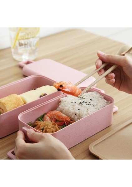 800ML Sağlıklı Malzeme Öğle Yemeği Kutusu 2 Katmanlı Buğday Saman Bento Kutuları Mikrodalga Yemek Yemek Yiyecek Saklama Konteyner Öğle Yemeği Kutusu | Öğle Yemeği Kutuları (Yurt Dışından)