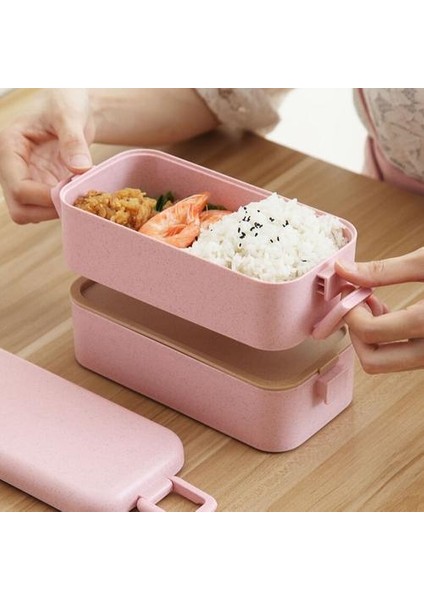 800ML Sağlıklı Malzeme Öğle Yemeği Kutusu 2 Katmanlı Buğday Saman Bento Kutuları Mikrodalga Yemek Yemek Yiyecek Saklama Konteyner Öğle Yemeği Kutusu | Öğle Yemeği Kutuları (Yurt Dışından)