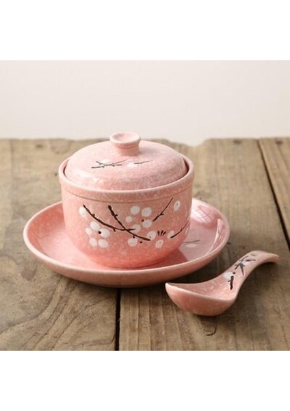 Japon Haşlama Kupası Seramik Underglaze Renk Buğulanmış Yumurta Güveç Çorba Ev Hediye Kuş Yuva Kaplı Kase Kaşık Seti Sofra Takımı | Kaseler (Yurt Dışından)