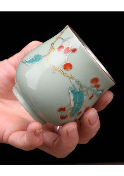 Antik Çin Kungfu Çay Bardağı Gümüş Giftbox Bayanlar Sürdürülebilir Çay Fincanı Tek Jingdezhen Taza Porcelana Mutfak Malzemeleri 5050S2 | Teacups (Yurt Dışından)