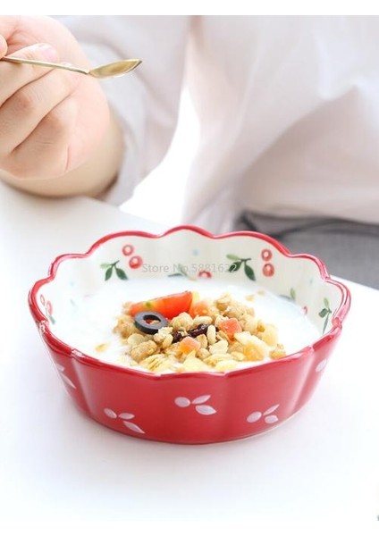 Japon Ev Sevimli Kız Kalp Tek Seramik Kiraz Pişirme Kase Pişirme Pişmiş Pirinç Kase Salata Meyve Güzel Sofra Takımı | Kaseler (Yurt Dışından)