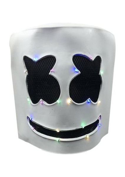 Marshmello Maskesi Başlık LED Aydınlık Maske Dj Cosplay Sahne (Yurt Dışından)