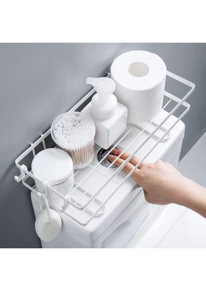 Metal Üzerinde Tuvalet Organizatör Raf Banyo Şampuan Duş Jel Depolama Raf Kanca ile Tuvalet Wc Içi Boşaltma Rafları | Depolama Tutucular ve Amp;raflar (Yurt Dışından) fırsatları
