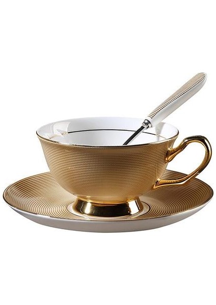 Avrupa Yüksek Dereceli Kemik Çini Kahve Fincanı Set Lüks Altın Renk Retro Kraliyet Aile Çay Bardağı Seti Öğleden Sonra Kupası ve Daire Hediye Seti | Duvar Takımları Setleri (Yurt Dışından)