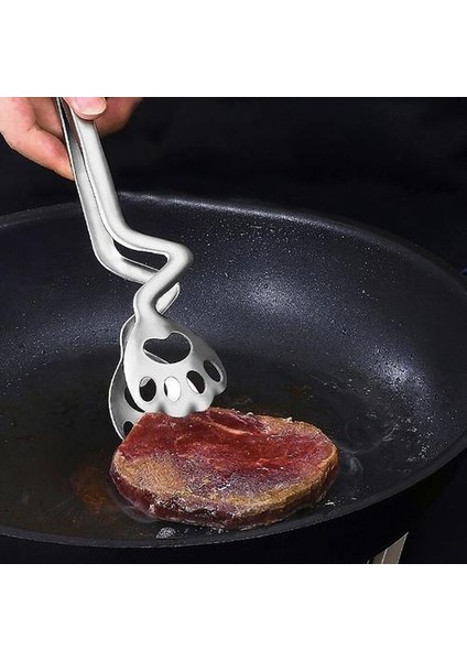 Mutfak Maşası Paslanmaz Çelik Kilitleme Kedi Pençesi Yapışmaz Yiyecek Maşası Maşa Biftek Yiyecek Maşası Kalınlaşmış Barbekü Kızartma | Maşa (Yurt Dışından)