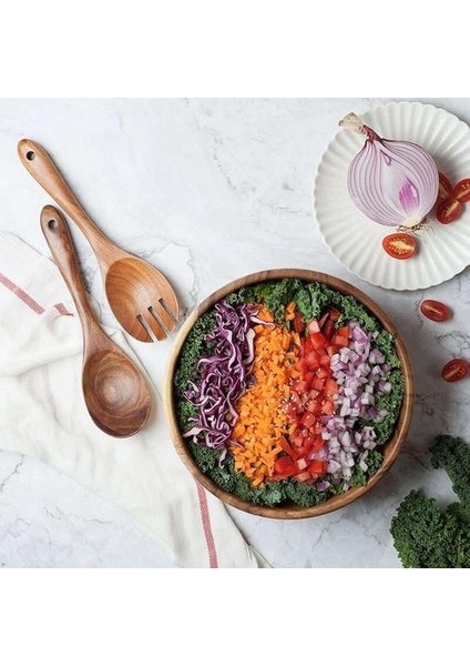 Ahşap Salata Kase Büyük 9.4 Inç Acacia Ahşap Salata Kaşıkla Ahşap Kase, Meyve, Salata Için Kullanılabilir | Kaseler (Yurt Dışından)