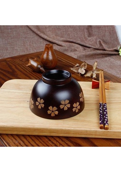 Tek Parça Japon Sakura Ahşap Kase Çorba Salatası Pirinç Noodle Bowls Doğal Ahşap Çocuklar Ahşap Kase Sofra | Kaseler (Yurt Dışından)