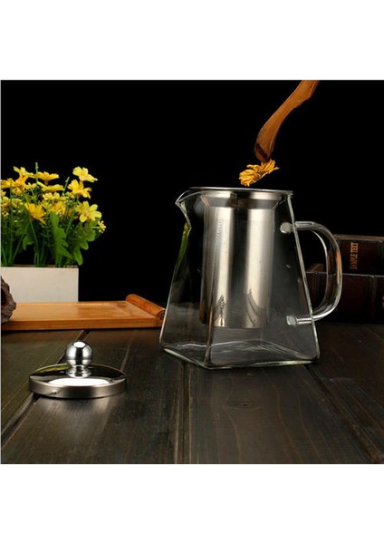 Isıya Dayanıklı Cam Çaydanlık Paslanmaz Çelik ile Demlik Isıtmalı Konteyner Çay Potu Iyi Temizle Kettle Kare Filtre Sepetleri | Çaydanlıklar (Yurt Dışından)