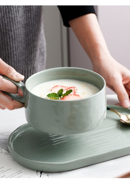 Nordic Breakfast Bowls ve Plakaları Kolu ile Set Kupalar ve Dailer Salatası Tahıl Kaseleri Ev Yaratıcı Sofra Bir Kişi Için | Kupalar (Yurt Dışından)