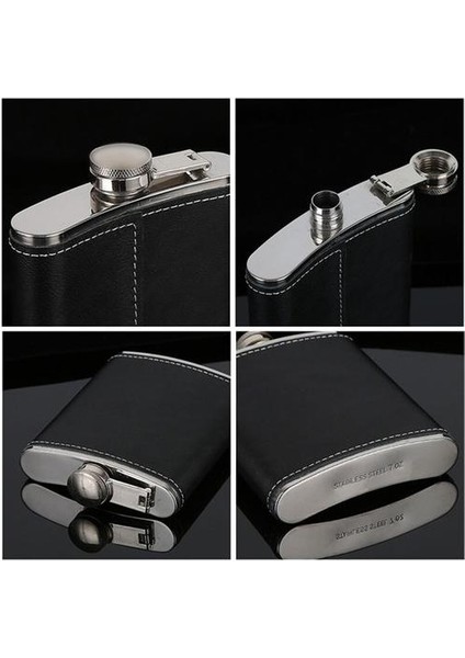 Taşınabilir Paslanmaz Çelik Hip Flask Flagon Viski Şarap Pot Şişe Hediye Deri Tutucu ile 6 Oz | Kalça Şişeleri (Yurt Dışından)