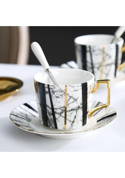 Seramik Kupalar Saucer Yüksek Dereceli Kemik Çini Kahve Fincanı Fincan Seti Set Öğleden Sonra Çay Seti Kahve Fincanı Daire Seramik Siyah Çay Bardağı | Kahve Kupası ve Amp;tabak Setleri (Yurt Dışından)