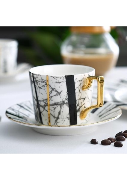 Seramik Kupalar Saucer Yüksek Dereceli Kemik Çini Kahve Fincanı Fincan Seti Set Öğleden Sonra Çay Seti Kahve Fincanı Daire Seramik Siyah Çay Bardağı | Kahve Kupası ve Amp;tabak Setleri (Yurt Dışından)