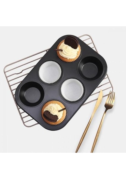 6 Su Bardağı Çörek Tepsisi, 100 Adet Kağıt Cupcake Astar ve 1 Pasta Çantası (Yurt Dışından)