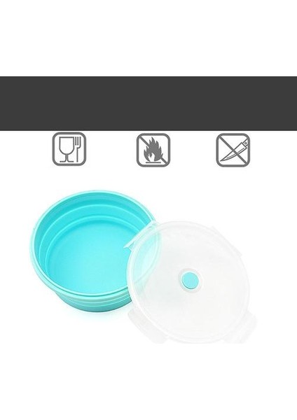 Yuvarlak Bento Kutusu Öğle Yemeği Kutusu Silikon Katlanır Gıda Konteyner Pembe 350/500/800 ml 3 Parça Set (Yurt Dışından)