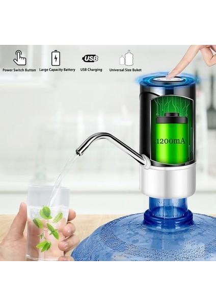 Otomatik Su Şişesi Pompası Taşınabilir Elektrikli Su Dağıtıcı Galon Şişe Içme USB Şarj Ev Dış Mekan Drinker | (Yurt Dışından)
