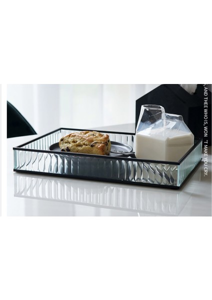 Cam Ayna Tepsi Siyah Metal Kenar Kırmızı Şarap Plakası Dekorasyon Depolama Tepsisi Kek Araçları Ev Deco Modern Depolama Tepsileri | Depolama Tepsileri (Black-S) (Yurt Dışından) fırsatları