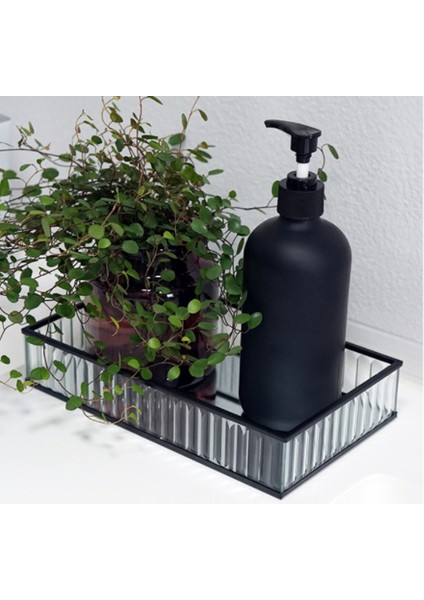 Cam Ayna Tepsi Siyah Metal Kenar Kırmızı Şarap Plakası Dekorasyon Depolama Tepsisi Kek Araçları Ev Deco Modern Depolama Tepsileri | Depolama Tepsileri (Black-S) (Yurt Dışından) indirimleri