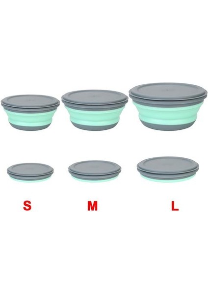 3 Adet / Takım Silikon Katlanır Öğle Yemeği Kutusu Kapaklı Taşınabilir Piknik Kamp Kase Set Mutfak Sofra Kiti Katlanabilir Meyve Salatası Kase | Öğle Yemeği Kutuları (Yeşil) (Yurt Dışından) modelleri