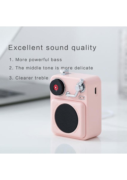 Kablosuz Hoparlör Müzik Çalar Eski Moda Klasik Stil Yüksek Ses Seviyesi Güçlü Bas Taşınabilir Surround Subwoofer | Taşınabilir Hoparlörler (Pembe) (Yurt Dışından)