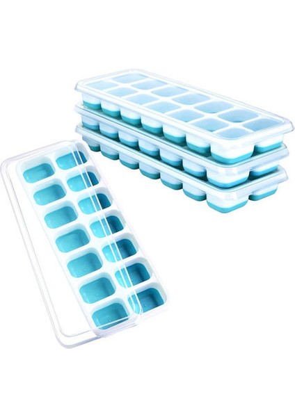 4 Adet Esnek Buz Küpü Tepsileri Kapak Silikon Buz Küp Kalıp Kapak Buz Tepsileri Maker Kapaklı Plastik Yeşil | Dondurma Makineleri (Yurt Dışından)