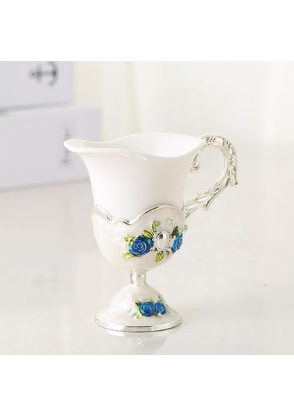 1 Adet 50 ml Retro Seramik ve Metal Shot Fincan Sanat Kolu ile Votka Viski Sake Shocu Kupası Dekorasyon Şarap Seti Olarak Kullanılabilir | Gravür (Gümüş Bahçe) (Yurt Dışından)