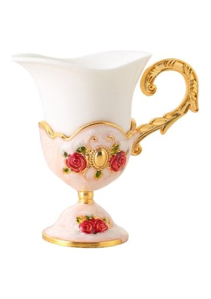 1 Adet 50 ml Retro Seramik ve Metal Shot Fincan Sanat Kolu ile Vodka Viski Sake Shochu Kupası Dekorasyon Şarap Seti Olarak Kullanılabilir | Gravür (Altın) (Yurt Dışından)