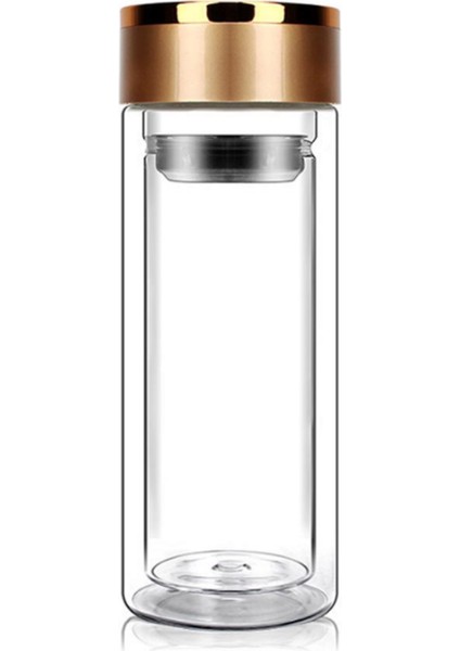 300 ml Su Şişesi Cam Çift Duvar Borosilikat Cam Çay Şişesi ile Demlik Filtre Kolu Çift Katlı Ofis Çay Kupası | Su Şişeleri (Yurt Dışından)