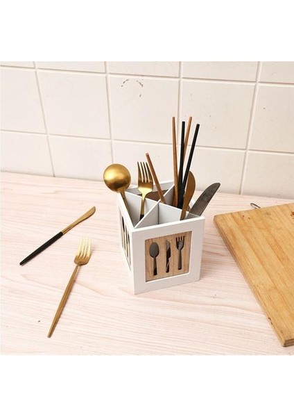Çok Fonksiyonlu Ahşap Saklama Kutusu Sofra Depolama Sepeti Mutfak Çatal Organizatör Tutucu Forkstick Rack Için Hollow | Şişeler, Jars & Amp;kutular (Yurt Dışından)