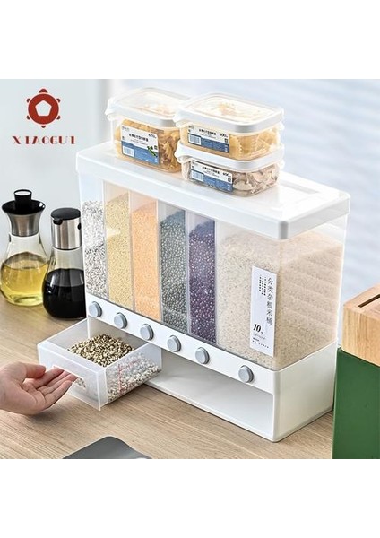 Ayrı Pirinç Kova Japon Duvara Monte Mutfak Plastik Mühürlü Tahıl Depolama Tankı Çok Fonksiyonlu Tahıllar Bölme | Şişeler, Kavanozlar ve Amp;kutular (Yurt Dışından)