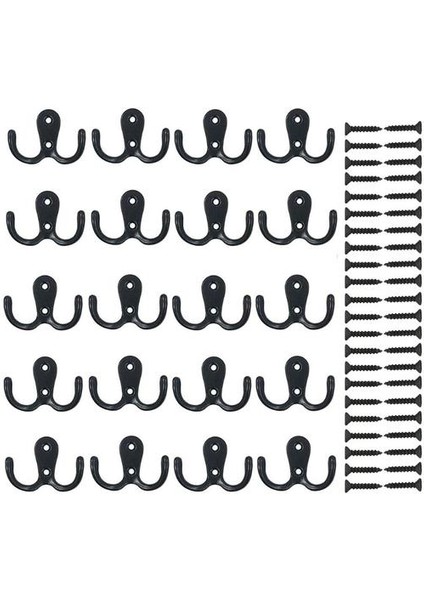 20 Parça Duvar Coat Kanca Çift Prong Robe Kanca Rustik Kanca Retro Bezi Askı Ceket Askı Duvara Monte Kanca | Robe Hooks (Yurt Dışından)