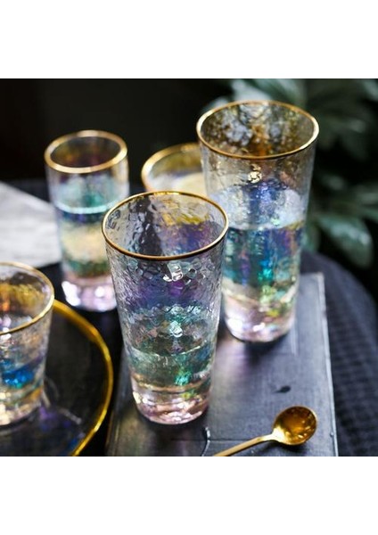 1 Adet 320 ml Gökkuşağı Kristal Cam Renkli Çekiç Finish Highball Bira Cam Ion Kaplama Şarap Kokteyl Cam Kupa Kahve Fincanı Isıya Dayanıklı | Highball Cam (Yurt Dışından)