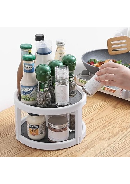 2 Tier Dönen Organizatör Çeşni Depolama Raf Yuvarlak Raf Mutfak Depolama Tepsi Baharat Raf Kiler Kabin Pikap | Depolama Tepsileri (Yurt Dışından) fırsatları