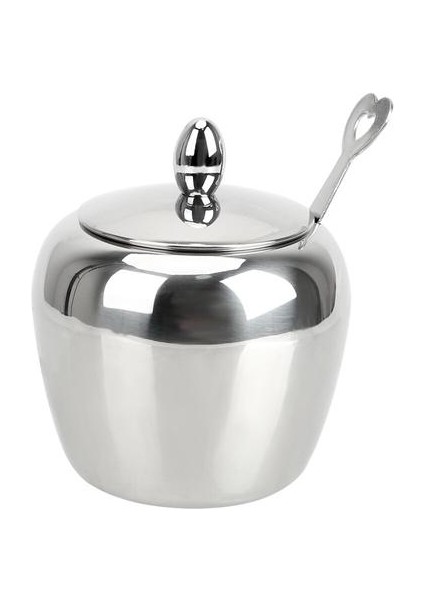 Çeşni Pot Baharat Kavanoz Kapak ve Kaşık Paslanmaz Çelik Elma Şeker Kase Sofra Baharat Konteyner Mutfak Aksesuarları | Şeker ve Amp;krema Tencere (Yurt Dışından)