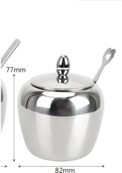 Çeşni Pot Baharat Kavanoz Kapak ve Kaşık Paslanmaz Çelik Elma Şeker Kase Sofra Baharat Konteyner Mutfak Aksesuarları | Şeker ve Amp;krema Tencere (Yurt Dışından)