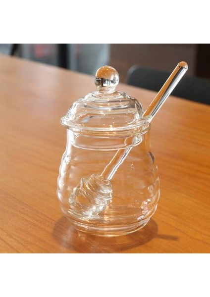 1 Adet 250 ml Cam Bal Pot Temizle Reçel Kavanoz Kepçe ve Kapak Güç Şeker Sızdırmazlık Tankı ile Ev Mutfak Organizatör ile Set | Şeker ve Amp;krema Tencere (Yurt Dışından)