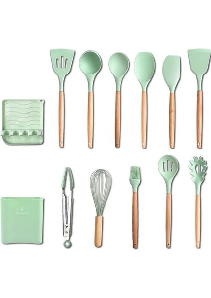 Silikon Mutfak Eşyaları De Cocina Aksesuarları Araçları Tencere Seti Pişirme Kaşık Espatula Gadget Kichen Menaje Spatula Ahşap | Pişirme Aracı Setleri (Yurt Dışından) fiyatları