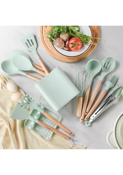Silikon Mutfak Eşyaları De Cocina Aksesuarları Araçları Tencere Seti Pişirme Kaşık Espatula Gadget Kichen Menaje Spatula Ahşap | Pişirme Aracı Setleri (Yurt Dışından) modelleri